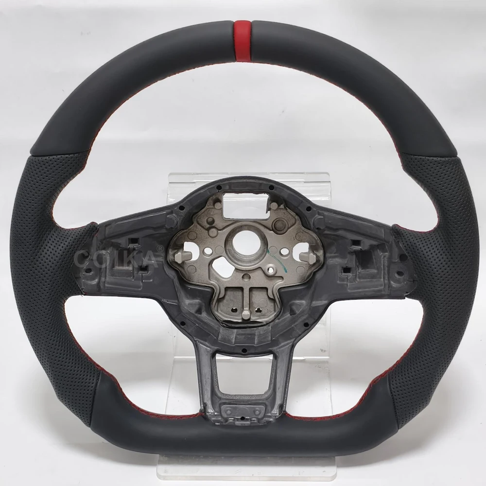VW ゴルフ7 MK7 GTI Rライン GTE対応 カーボンファイバー 本革製 ステアリングホイールアクセサリー改造パーツ EU/US在庫あり