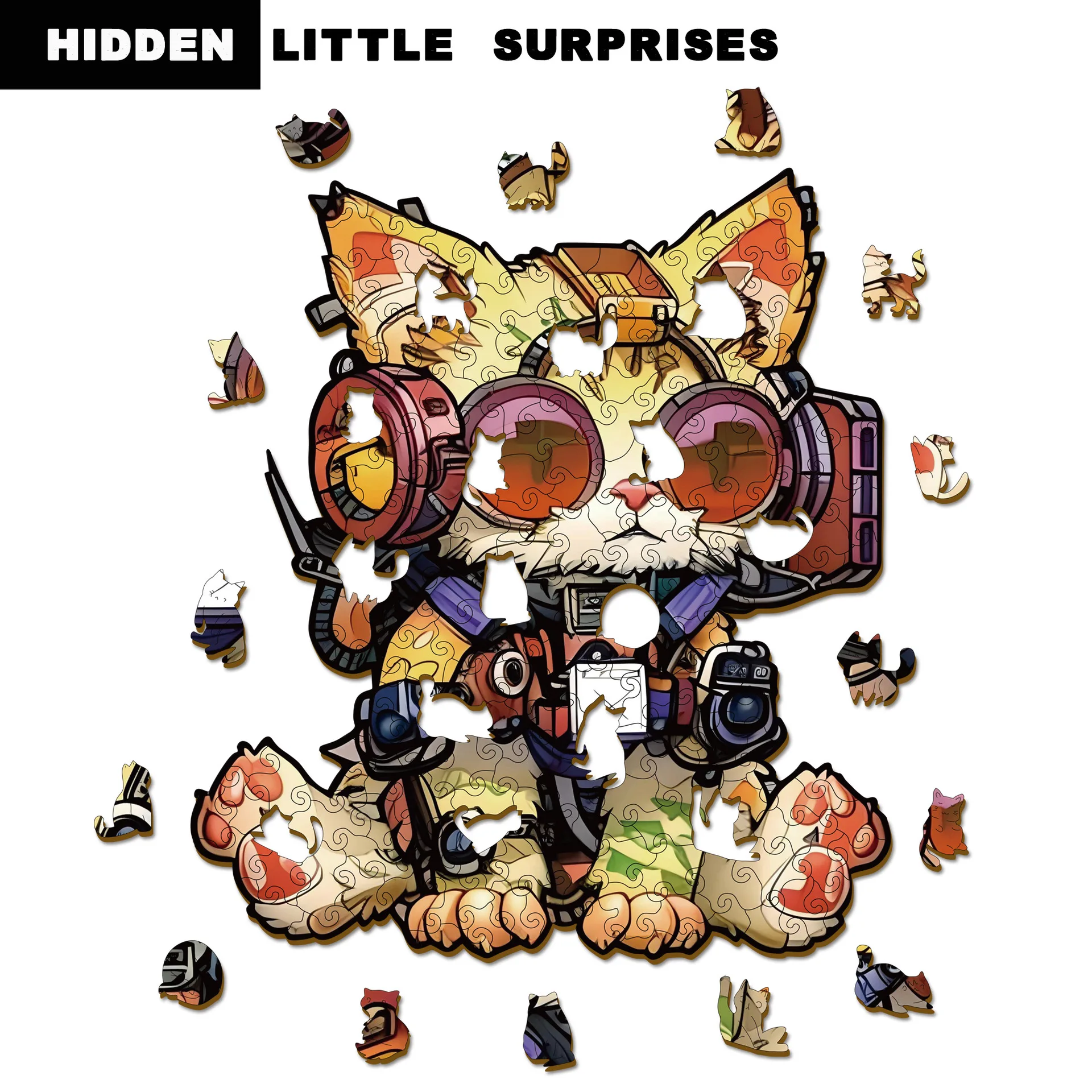 116/185 Stück Katzen-Holzpuzzle, unregelmäßig geformtes Puzzle, stressabbauendes Spiel, Geburtstag, Weihnachtsgeschenke für Katzenliebhaber, Heimdekoration