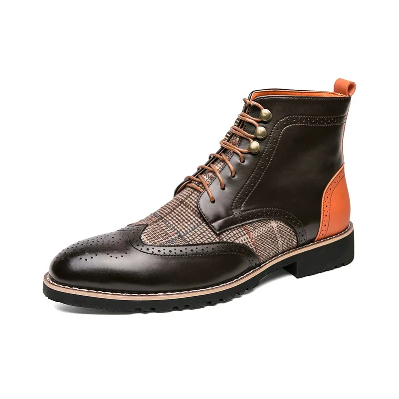 

Men's Leather shoes large-sized casual, comfortable, fashionable, breathable high-top leather shoes and men's ankle boots