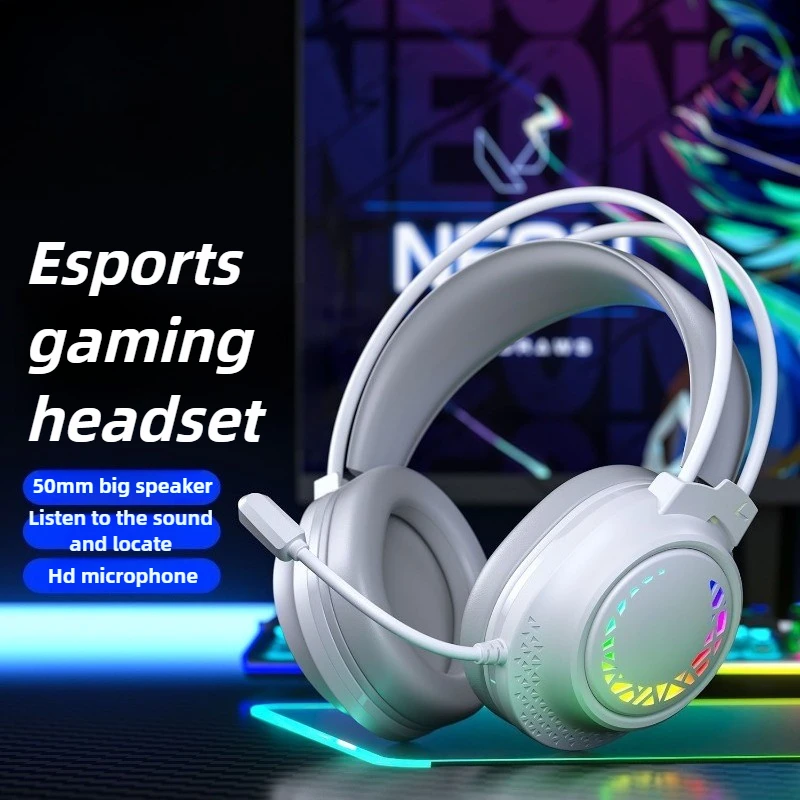 

Headset Headset Wired Gaming Desktop Laptop Mobile Phone Tablet with Microphone Noise Reduction RGB Light Effect Comfortable