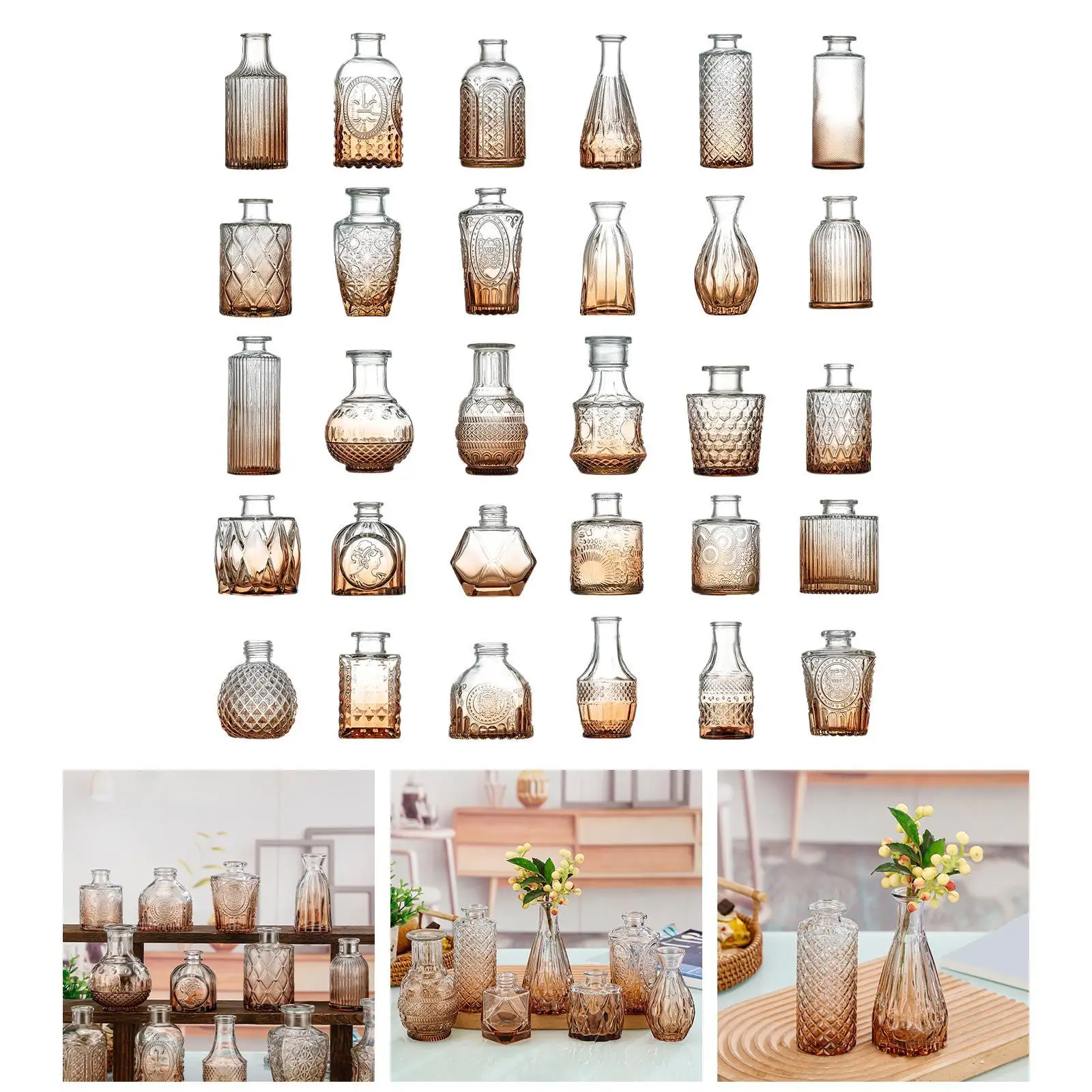 30 Pieces Glass Bud Vases Set Centerpieces for Cabinet Wedding Tabletop