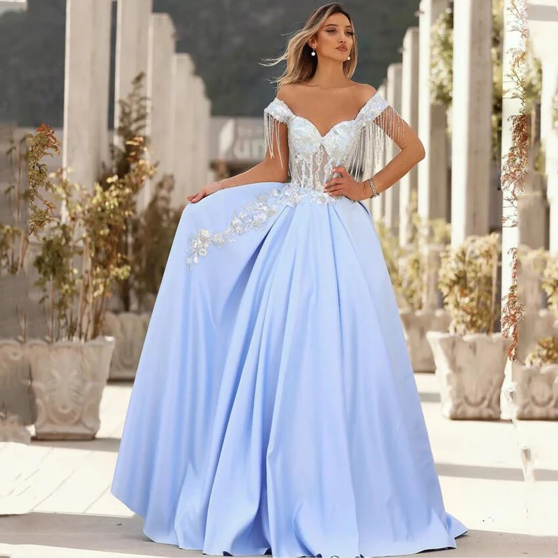 

Thinyfull Sexy Prom Evening Dresses 2022 Off Shoulder Party Dress Appliques Beadings Floor Length Night Cocktail Gowns Plus Size