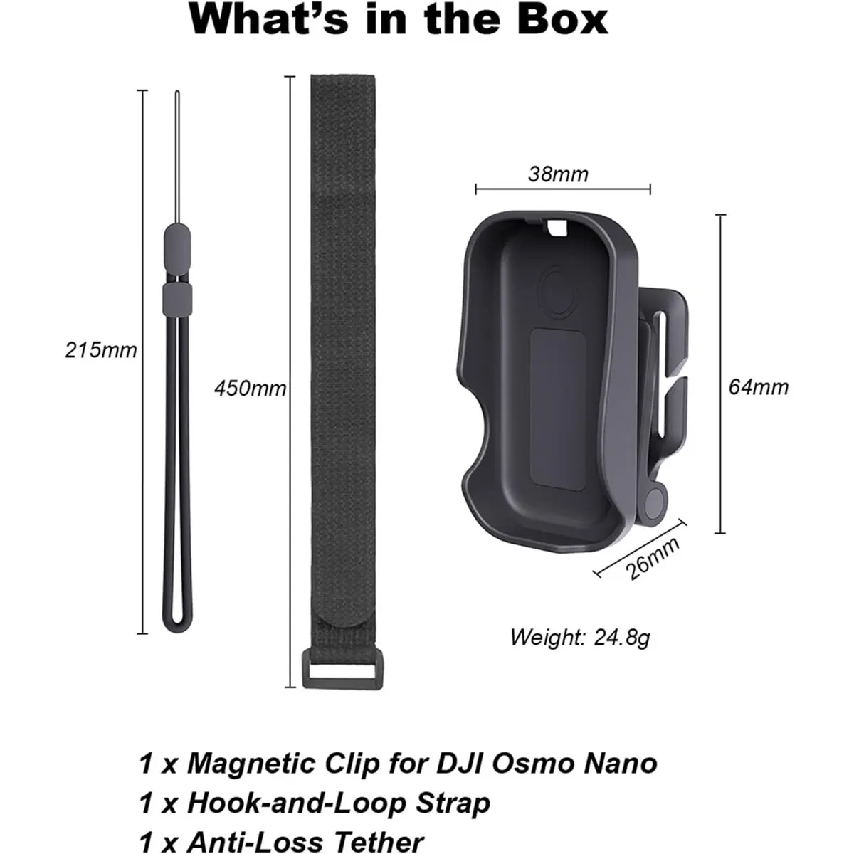 Magnetic Hat Clip Mount for Nano with N52 Magnet, 360° Rotation & 180° Tilt, Anti-Loss Tether