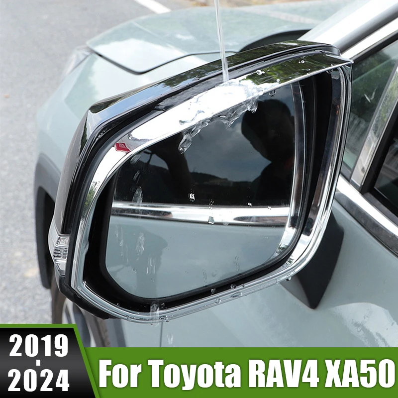 

For Toyota RAV4 XA50 2019 2020 2021 2022 2023 2024 RAV 4 Hybrid Car Rearview Side Mirror Rainproof Shell Cover Eyebrow Trim