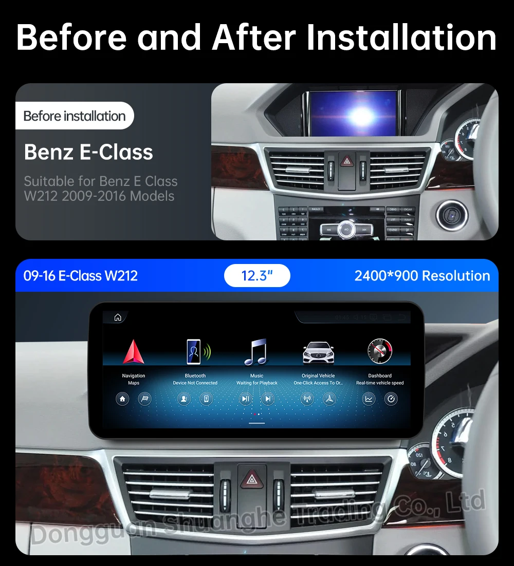 RHD Wireless Auto for Mercedes Benz E Class W212 2009 - 2015 Android 16 Car Radio Video DSP Stereo GPS 4G WiFi BT Accessories
