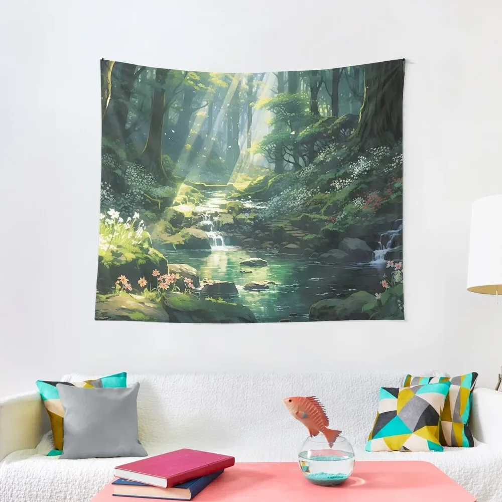 

Warm Rays in the Forest Tapestry Decorative Wall Murals Outdoor Decoration Wall Hanging Tapestry