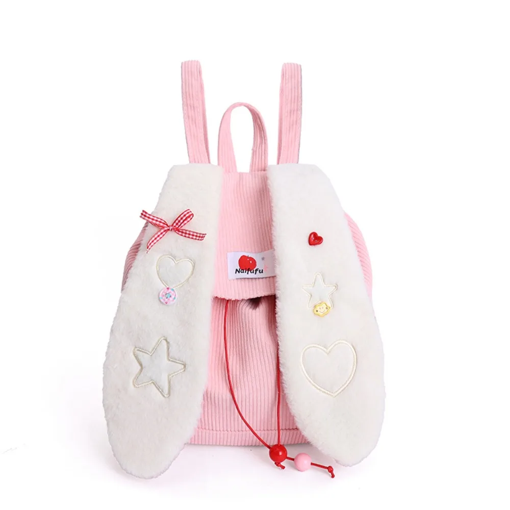 

Милый рюкзак в стиле преппи с ушками кролика, большой вместимости, легкий, на шнурке, портативный, с бантом, для студентов, школьный, на каждый день