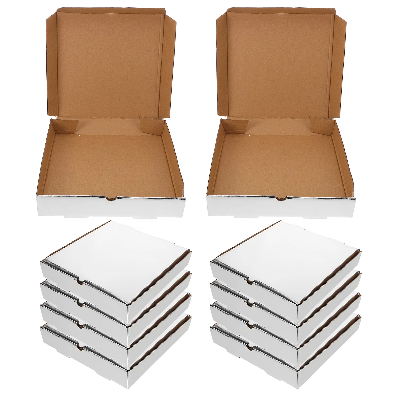 

10 Pcs Blank Pizza Box Takeaway Cardboard Boxes Aluminum Foil Packaging Storage