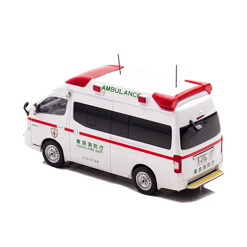 Diecast Original 1:43 Scale Nissan Caravan NV350 2020 Ambulance Simulation Alloy Car Model Display Collectible Toy Gift Souvenir