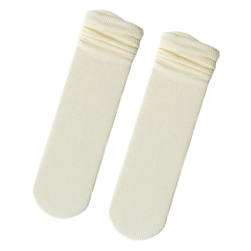 Japanese Women Cotton Socks Solid Color Casual Ice Silk Thin Scrunch Socks