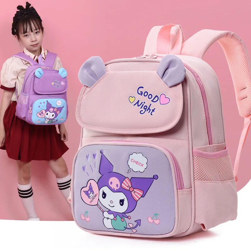 Sanrio Kulomi Cartoon Cute Waterproof Lightweight Student School Bag Girls Color Matching Ridge Protection Children's Backpack