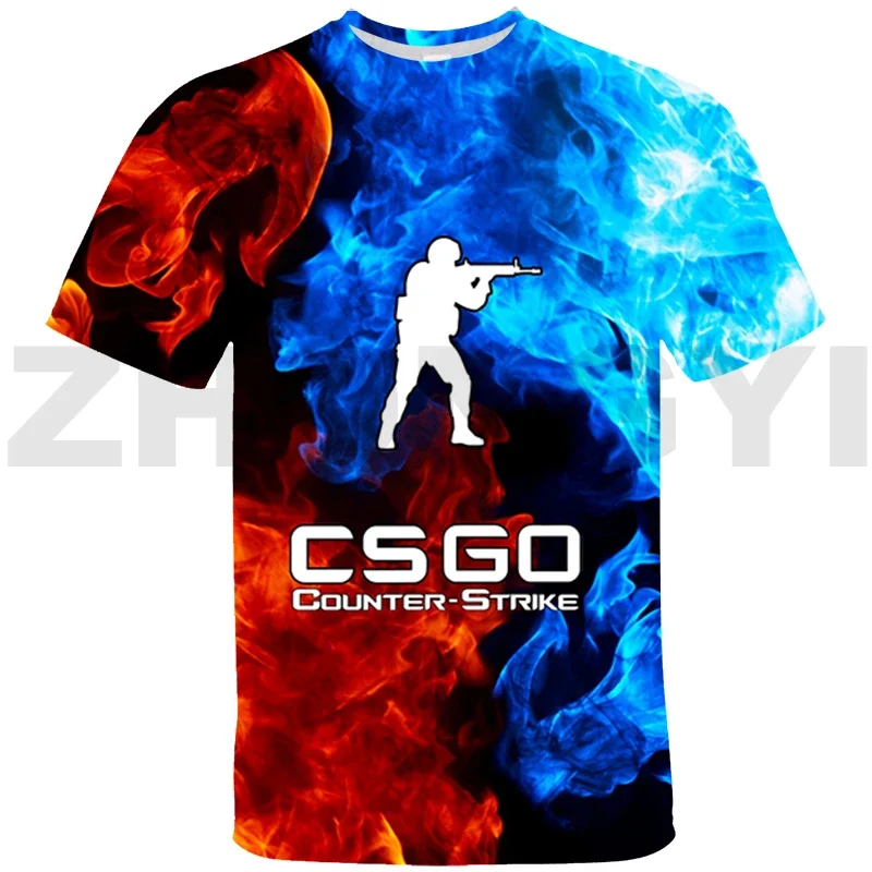 Cool Shooting Game CS GO 3D T-shirt for Men Short Sleeved Funny Anime Couple Wear Kids O-Neck Tees Tops Trendy Women Clothing