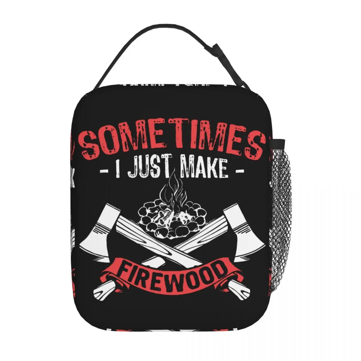 Firewood Campfire Thermal Insulated Lunch Bags for Carpenter Wood Working Food Container Bags Men Thermal Cooler Lunch Box