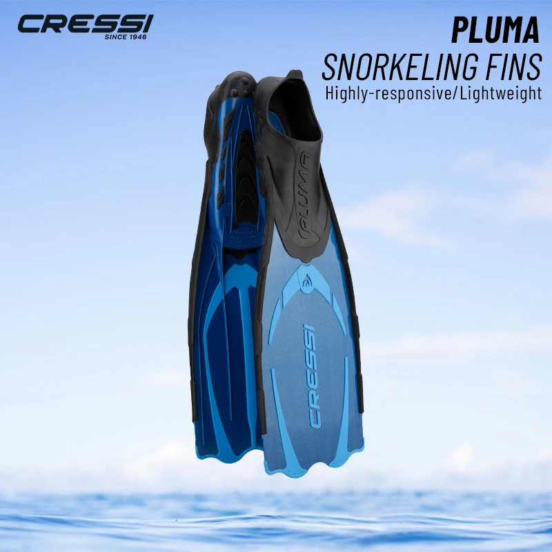 Cressi Pluma Diving Fins Snorkeling Swimming Flipper Long Blade Fin Super Comfort for Adults Blue Pink Black