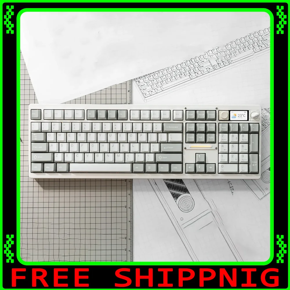 

NDNH ND104 Беспроводная механическая клавиатура Трехрежимная клавиатура Клавиатура из алюминиевого сплава с возможностью горячей замены и экраном Аксессуар для ПК Win/Mac