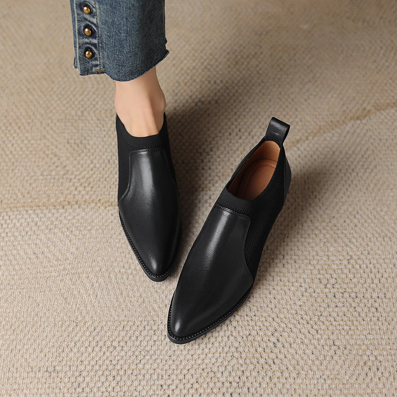 Women Pumps Shoes Genuine Leather4Cm Heels Elegant Fashion Concise High Quality Lady Shoes Large Size HIgh Thick Heel A152