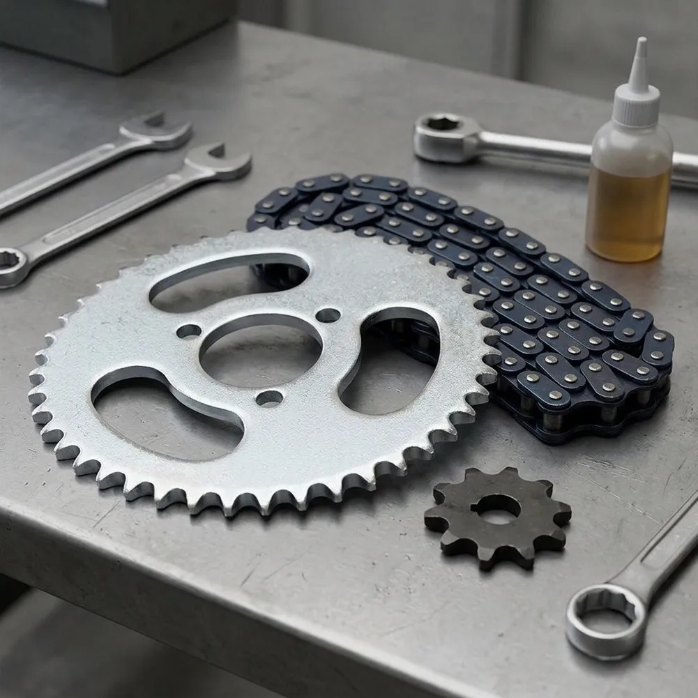 Pocket Bike Sprocket Silver Dark Grey 47cc 49cc Drive Set Steel Construction Wear Resistant Material Non Deformation Design