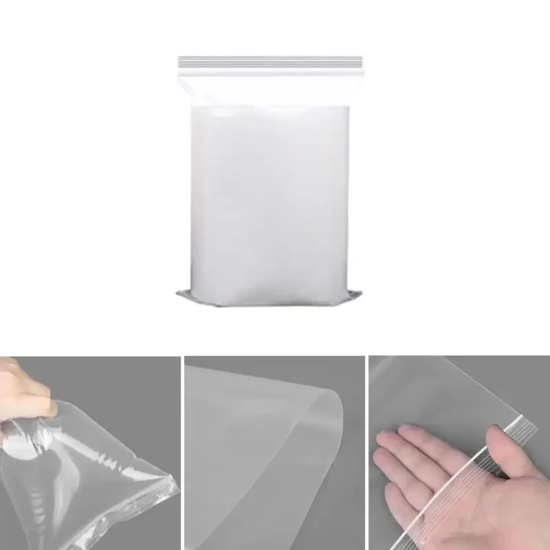 100 Stuks Hersluitbare Witte Rand Plastic Afdichting Rits Zak Clear Poly Bag Voedsel Opslag Hersluitbare Vacuüm Vers Organiseren Snoepjes Zak