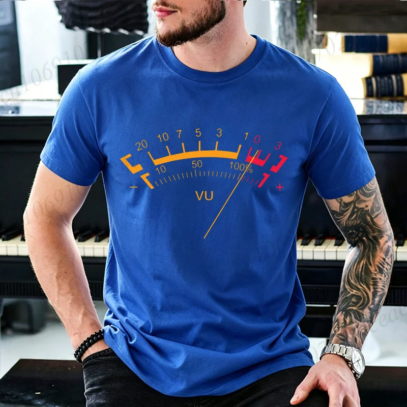 Retro VU Meter Level Graphic T Shirt Men DJ Music Producer Sound Engineer Short Sleeve Tee Vintage Recording Studio Casual Tops - view 5