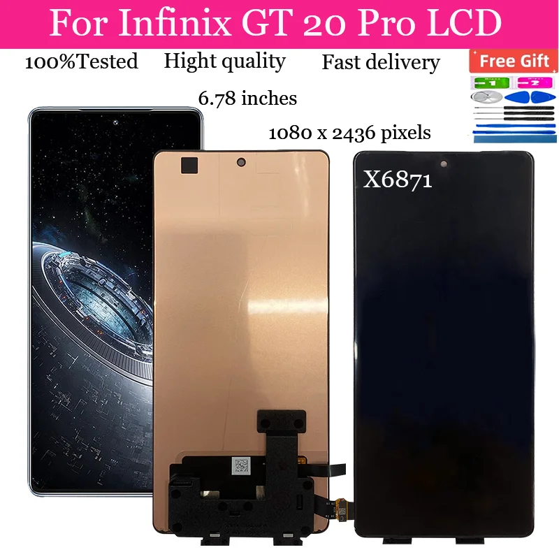 

6.78"AMOLED LCD Display For Infinix GT 20 Pro X6871 Screen Touch Digitizer Sensor With Frame Assembly Display For GT20 Pro