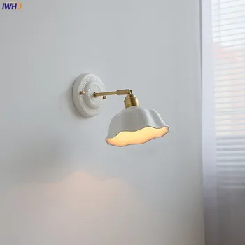 IWHD białe ceramiczne oprawy oświetleniowe LED naścienne miedziane ramię gniazdo sypialnia salon obok lampy nowoczesna lampa Wandlamp Applique Murale