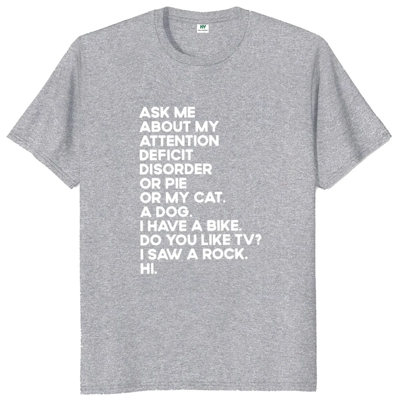 Ask Me About My Attention T Shirt ADHD Supporter Humor Gift Tee Tops Casual 100% Cotton Unisex Soft T-shirts For Men Women