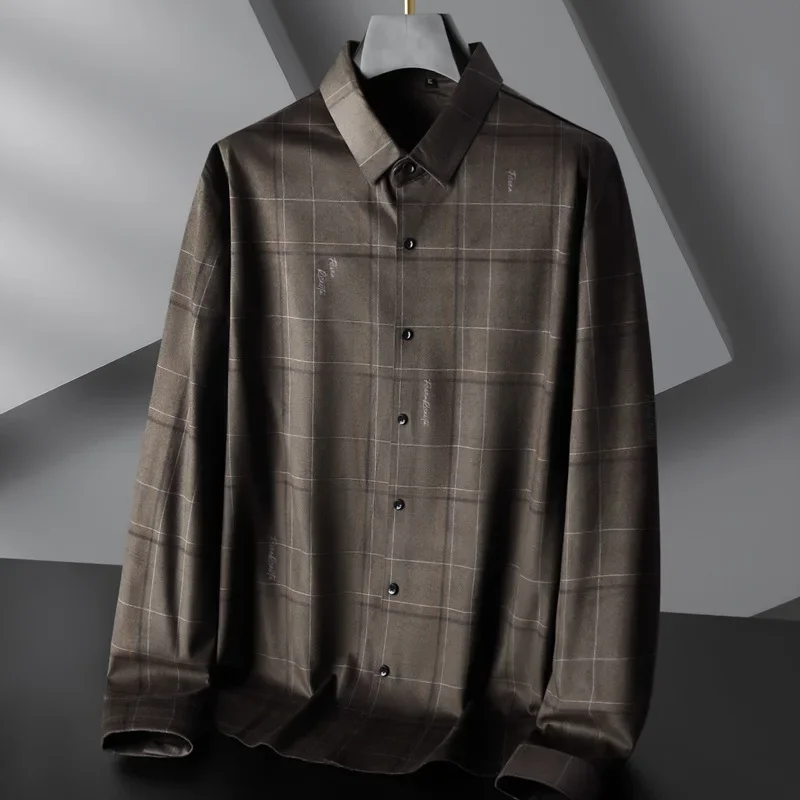 New Arrival High Quality Spring and Autumn Men's Youth Oversized Corduroy Plaid Printed Long-sleeved Shirt Plus Size XL -7XL 8XL