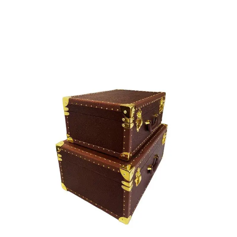 

Retro storage storage box, hand luggage, leather case, soft display, photography props European style