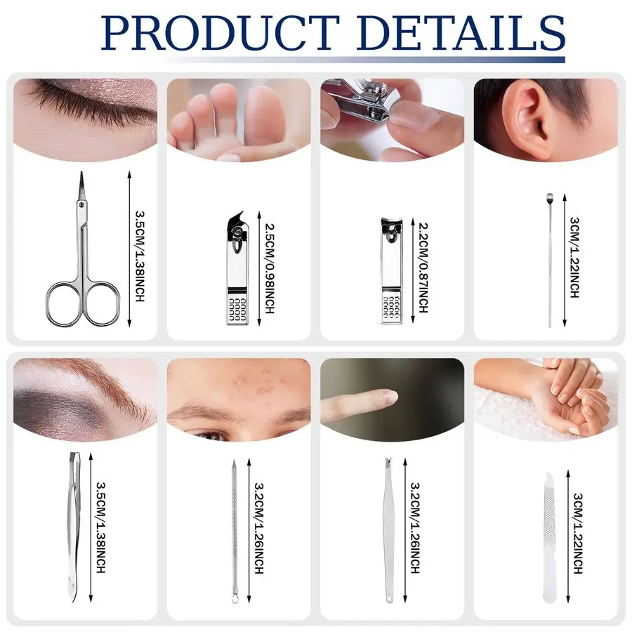 مجموعة أدوات مانيكير للسفر مصنوعة من الفولاذ المقاوم للصدأ وحقيبة سفر محمولة لقص الأظافر، أدوات احترافية للعناية بالأظافر من أجل العناية بالأظافر #3