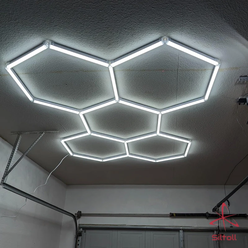 

Barber Shop Gym Hexagonal Led Lighting Modern Car Detailing Wash Workshop Lights 6500K