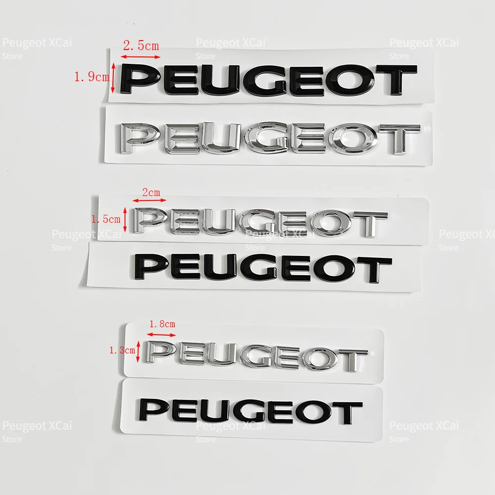 For Peugeot car rear trunk badge letters Emblems for 4008 5008 RCZ 206 107 207 307 301 108 408 4007 HX1 SR1 EXALT 607 SXC Urban