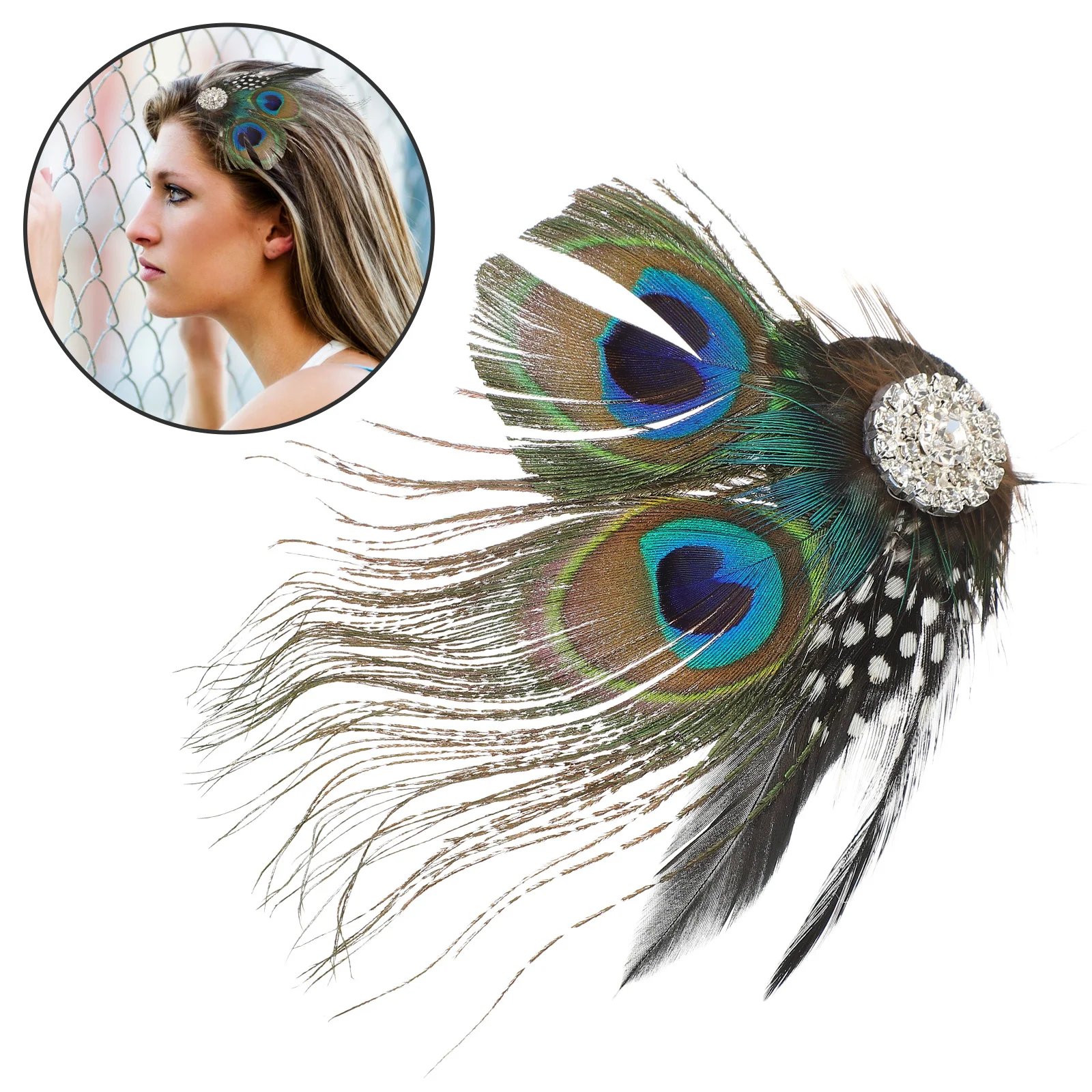 

Stylish Hair Clip with Beautiful Peacock Decor Elegant Pin for Evening Party Wedding U154-1 Women Accessory