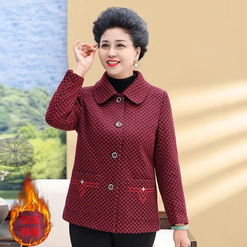

Korean Middle Aged Mother Large Size 5XL Coat Autumn Winter Femme High End Tops Outwear 2025 Ladies Fashion Long Sleeved Jacket