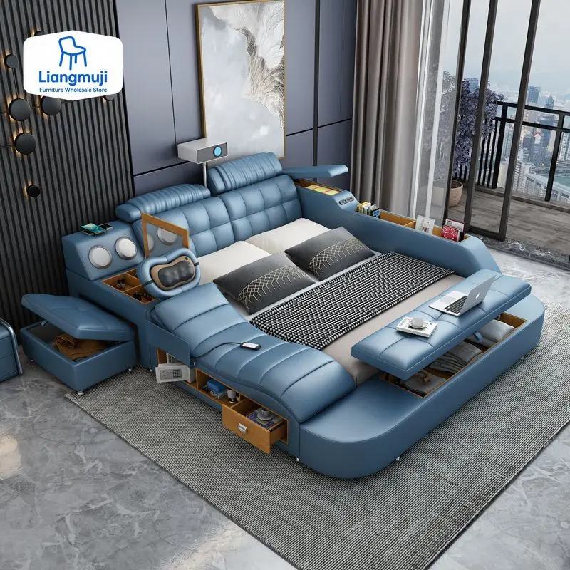 

Геймерская массажная кожаная кровать с татами для спальни, ленивая двуспальная кровать, современная простая свадьба с проектором, модная мебель Muebles