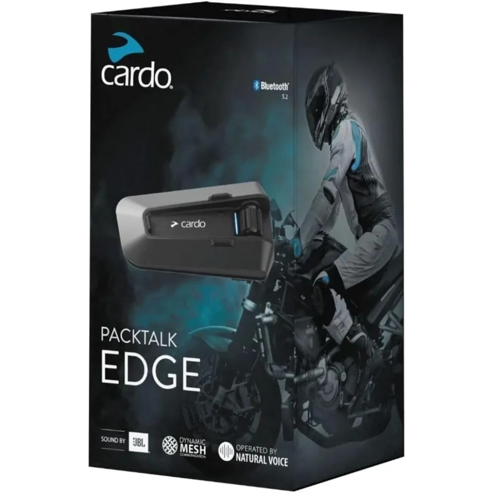 Edge Motorcycle Bluetooth Communication System Headset Intercom - Dual Pack, Black