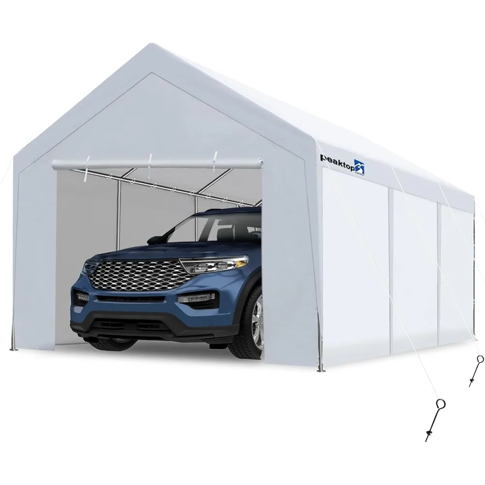 

10'x20' Heavy Duty Carport with Removable Sidewalls, Portable Car Canopy, Garage Tent, Boat Shelter with Reinforced Triangular