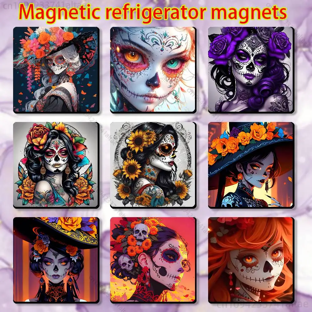 

Skull Girl Catrina Sign Fridge Magnets - Creative Miniature DIY Magnetic Decorations for Home Accessories