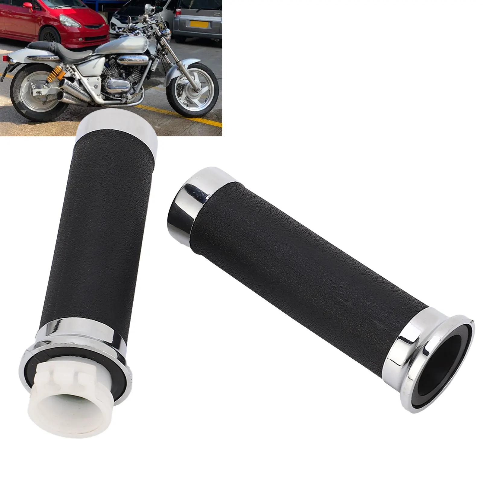 1Pair Motorcycle Handle Grip Ergonomic Slip Resistant Throttle Handle Replacement For Shadow 400 750 VT600 VT750