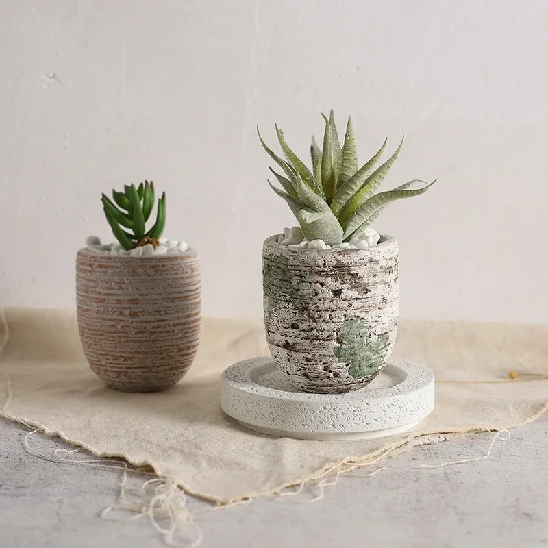 Cement Plant Pot Home Decoration Cute Rough Pottery Small Vase Simple Plant Vase Home Decorative Vase Garden Plant Accessories