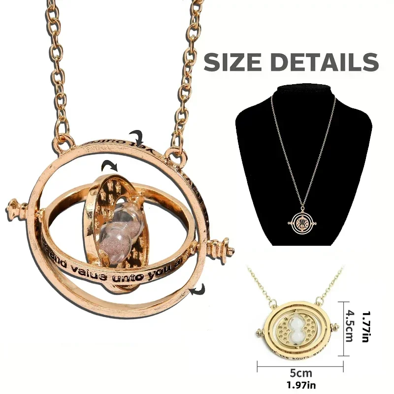 1/10 Uds. Collar de tiempo Harried temporizador reloj de arena 360 giratorio Potters accesorios de Cosplay convertidor de tiempo astronómico regalo escolar mágico