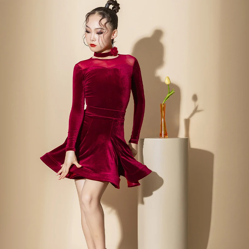 Customized Latin Dance Skirt Girls' Practice Outfit Performance Costumes Suit Set Ballroom Dance Competition Dresses for Women