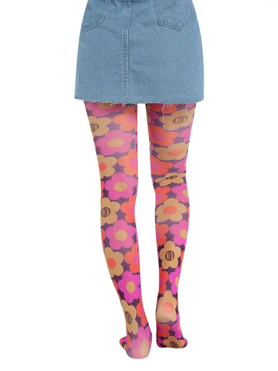 Women Sheer Tights Control Top Pantyhose Y2k Tie Dye Mesh Tights Fishnet Sockings Leggings