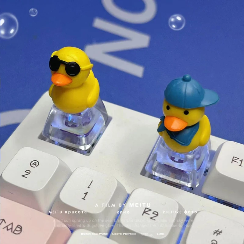 DIY Cartoon Ice Cube Little Duck Key Cap Bottom Backlit Key Cap Cherry MX Mechanical Keyboard R4 High Transparent Key Cap