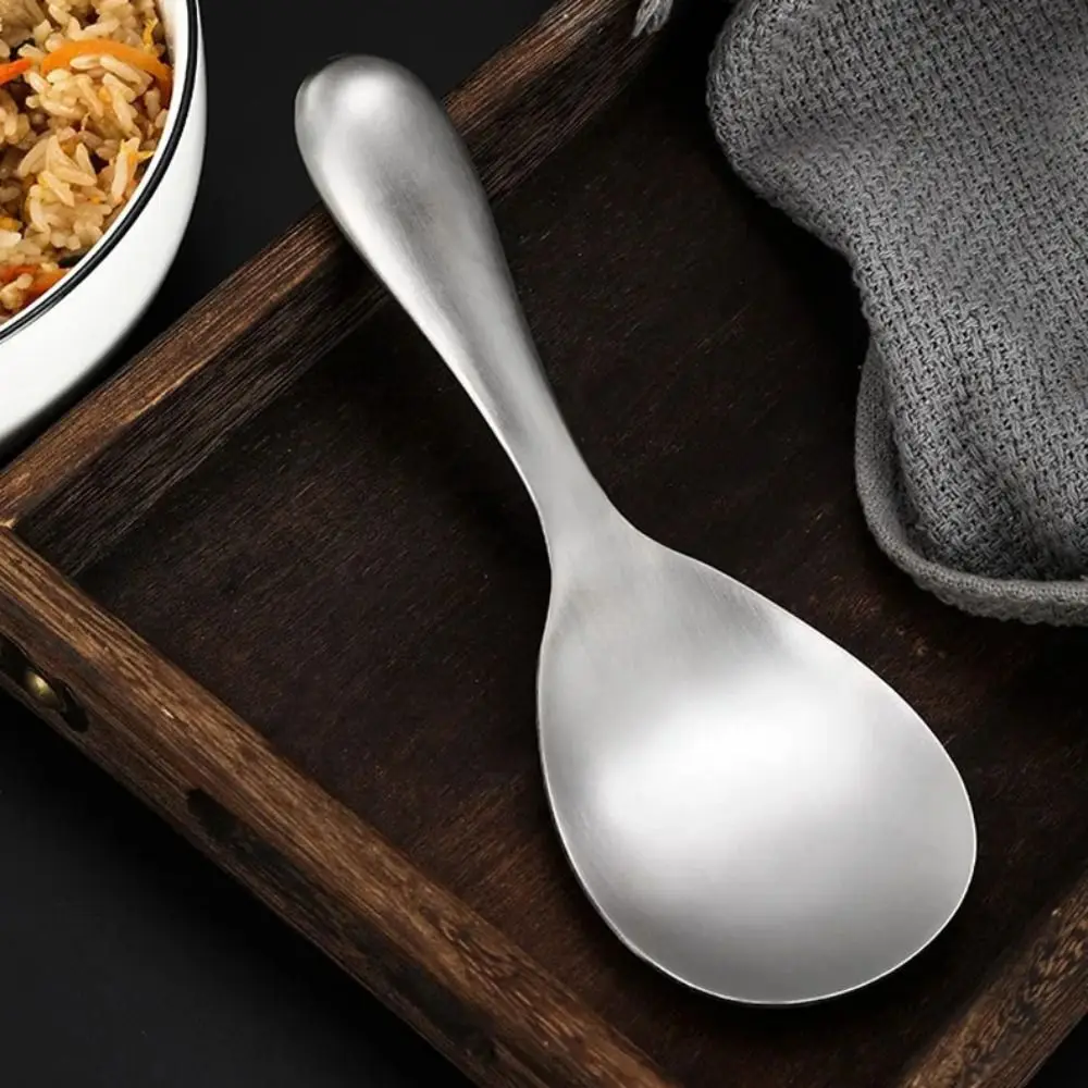 Deepen Stainless Steel Rice Spoon Dinnerware Large Size Rustproof Rice Paddle Thicken Smooth Handle Serving Spoon Household