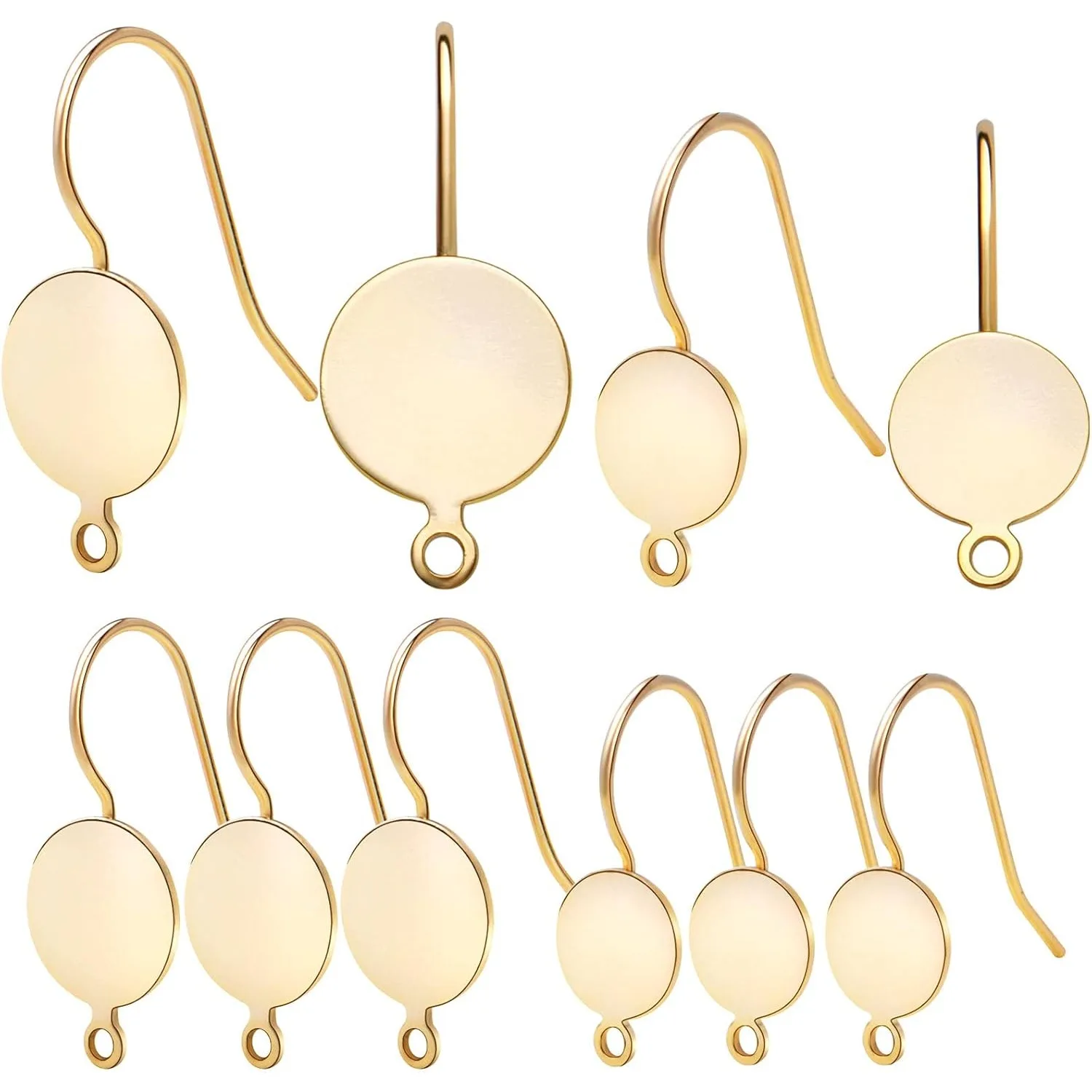 

12pcs Brass French Fish Hooks Earrings Hypoallergenic Ear Wire with Loop Hole Dangle Earrings Connector for DIY Jewelry Making