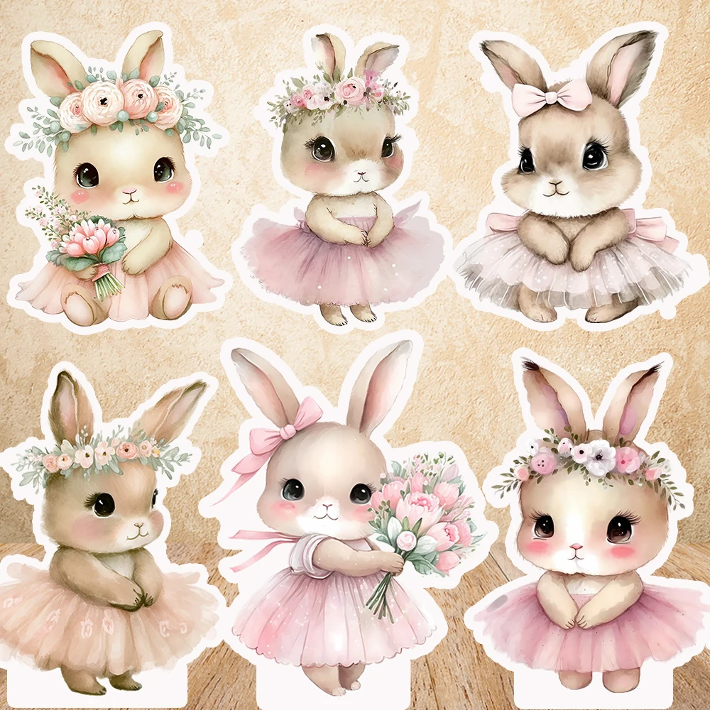 الألوان المائية راقصة الباليه الأرنب القصاصات الرقص الأزهار الطفل أرنب عيد ميلاد ديكور الوقوف الدعامة استحمام الطفل KT رغوة مجلس خلفية