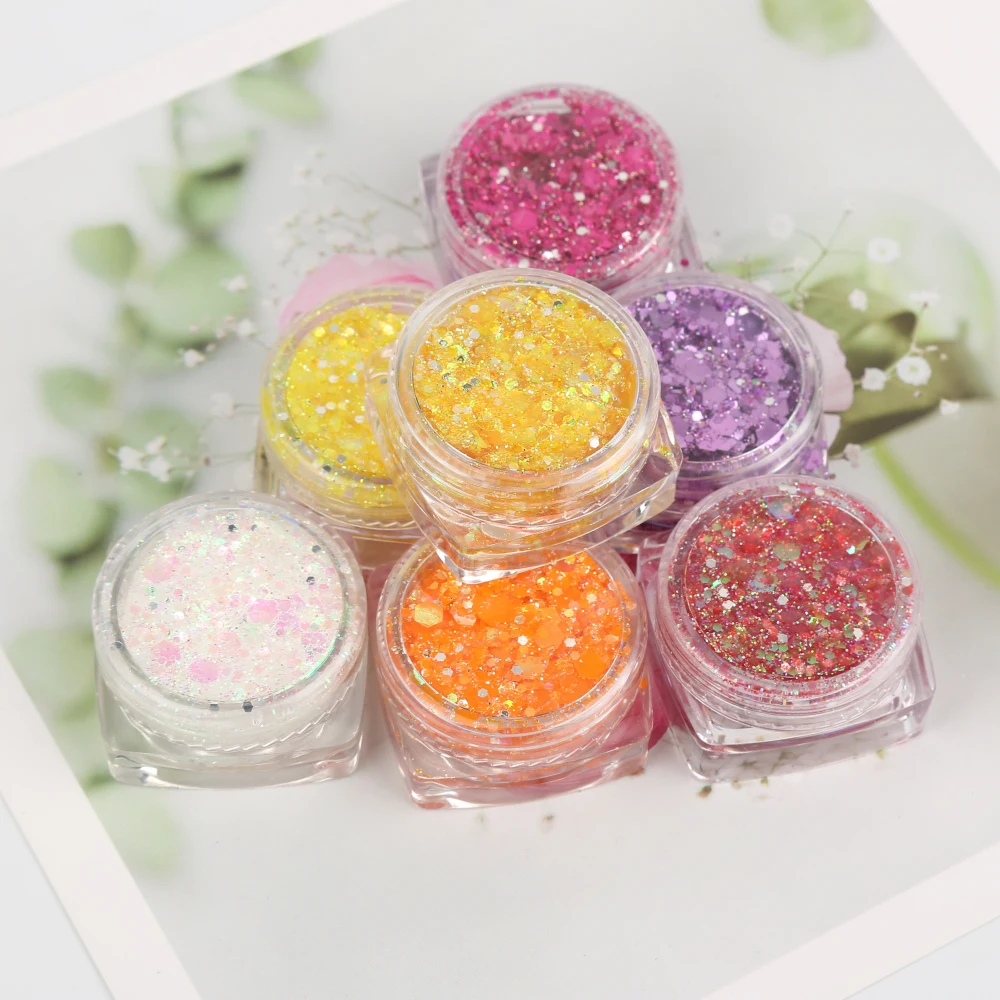 Glitter Eyeshadow Shimmer Nail Hair Body Face Sequins Holographic Vibrant Eye Shadow Cosmetic Mermaid Party Festival Eye Makeup