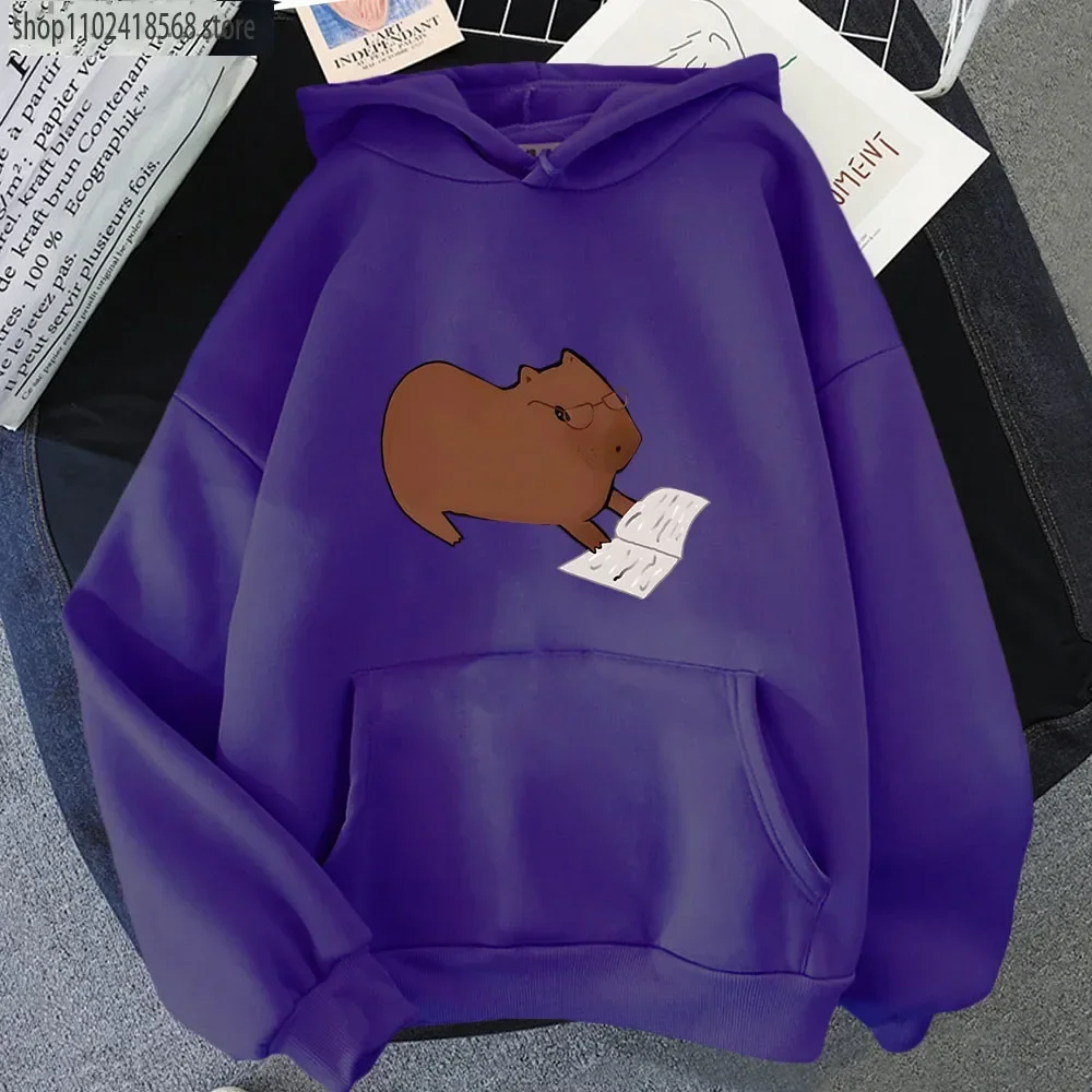 Capybara Hoodies Very Cute Studious Sweatshirt Kawaii  Mens Clothing Y2k Hoodie Pullover Long Sleeves Tops Winter Clothes Women