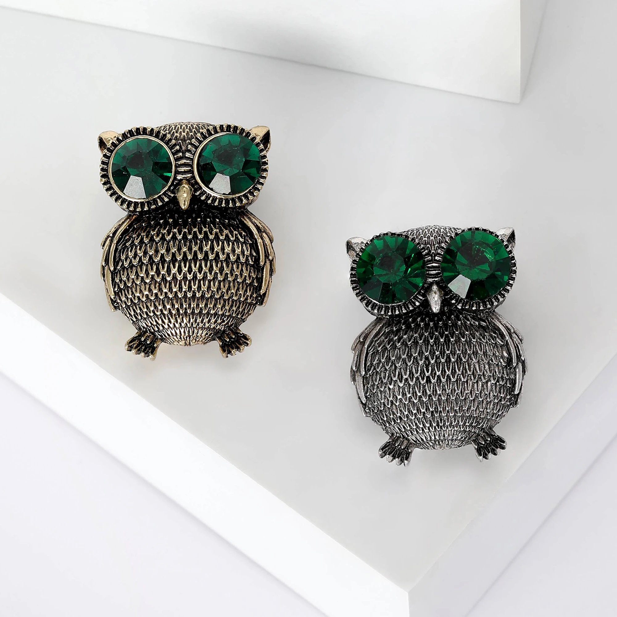 Enamel Owl Brooches for Women Unisex Glass Animal Pin Bird Lapel Pins Office Party Friend Gifts Jewelry Accessories