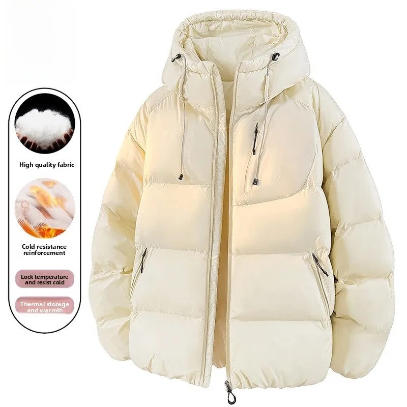 

Men's Thiened Cotton Jaet Hooded Winter Coat Outdoor Casual Climbing Clothes Warm Faionable Stand Fit Polyester Fiber